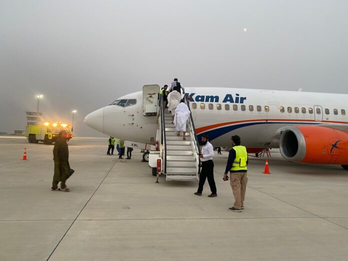 Picture of the plane flying to Saudi Arabia from Khost province